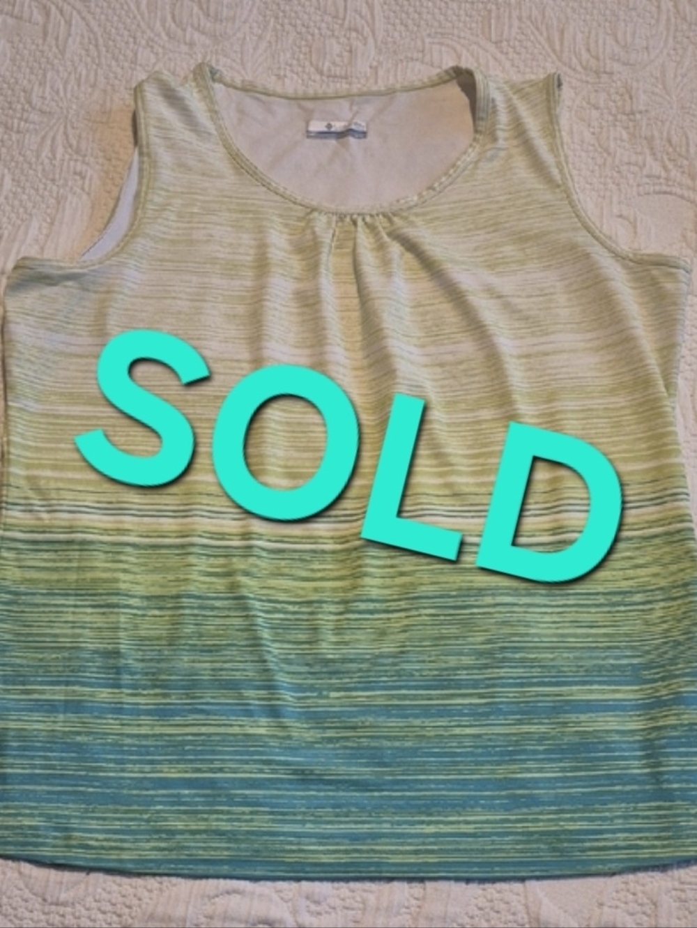 Columbia women's Large tank top ombre green & yellow EUC